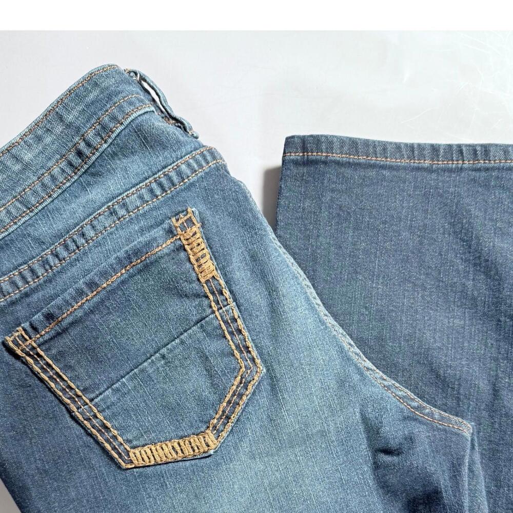 a.n.a Women's Embellished Pockets Med Wash‎ Straight Crop Blue Denim Jeans 28/6